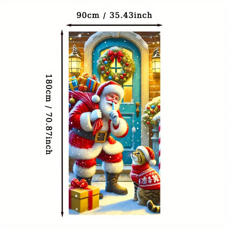 🎄 Christmas Door Cover – Festive Holiday Front Door Decoration