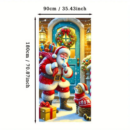 🎄 Christmas Door Cover – Festive Holiday Front Door Decoration