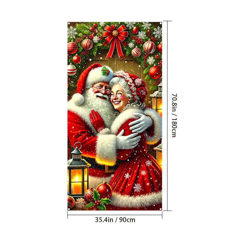 🎄 Christmas Door Cover – Festive Holiday Front Door Decoration