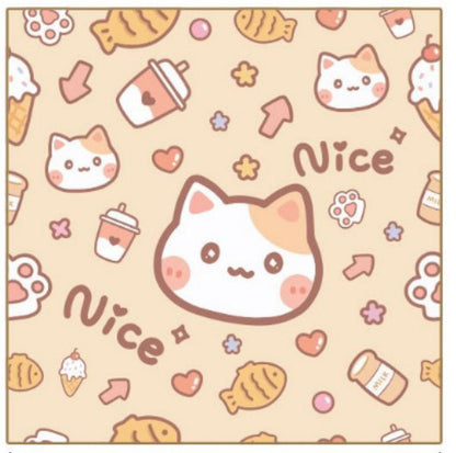 Simple Cartoon Printed Cat Cloth Cosmetic Bag