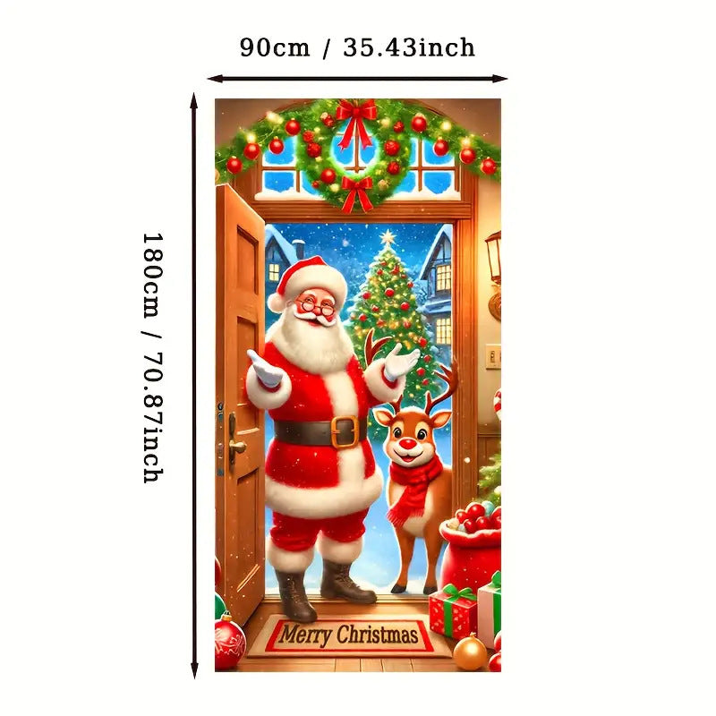 🎄 Christmas Door Cover – Festive Holiday Front Door Decoration